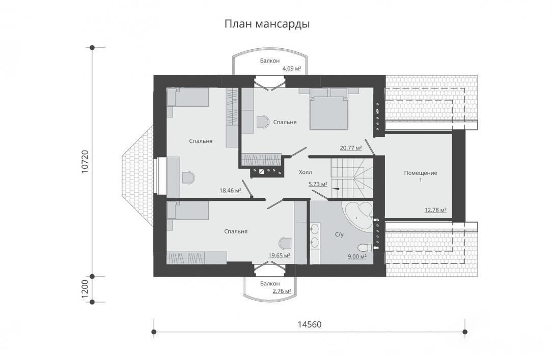 СКПП-260 план мансардного этажа